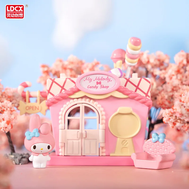 Sanrio New Hello Kitty Kuromi Play House Stackable Street View Splicing Toys Cinnamoroll Play House Ornaments Toys Gift For Kids