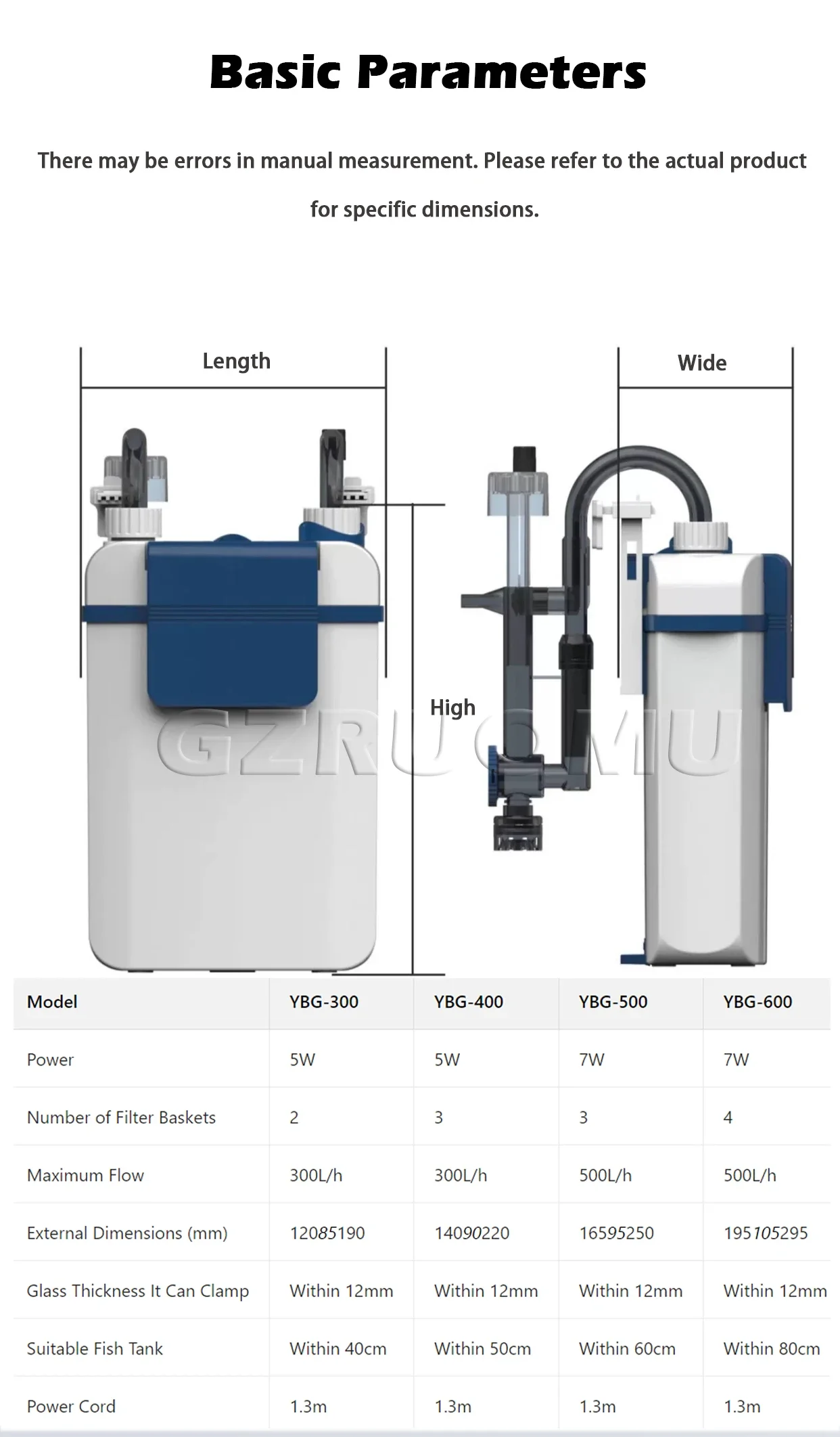 New 3 in 1 Fish Tank Filter YBF-500 Oxygen Filtration Integrated Machine Water P