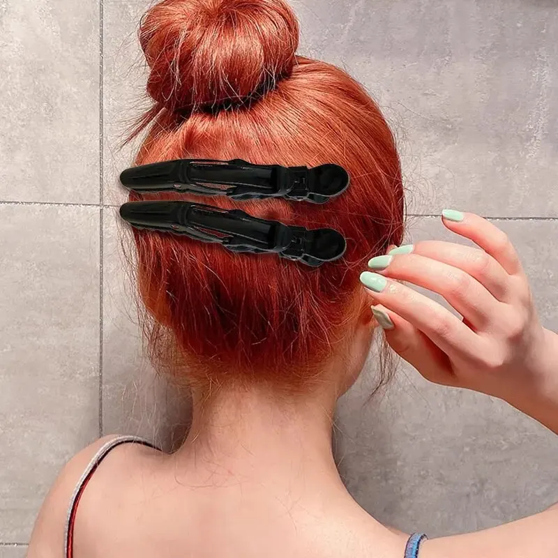 Clip de cocodrilo negro para mujer, pinza de peluquería con forma de garra  de plástico para el cabello, pinzas de peinado para niñas, accesorios para  el cabello, 6 paquetes