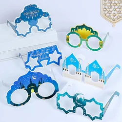 Paper Glasses EID Mubarak 2024 Ramadan Decorations For Home Islamic Muslim Photo Booth Props Gifts Eid Al Adha Party Supplies