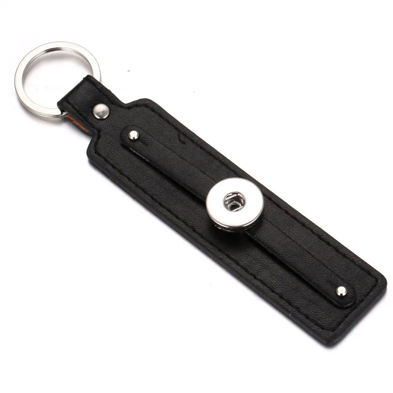 12pcs Snap Key Chain For Keyring Women Men PU Leather Keychain Bag Pendant Fit 18/20mm Button Snap Jewelry
