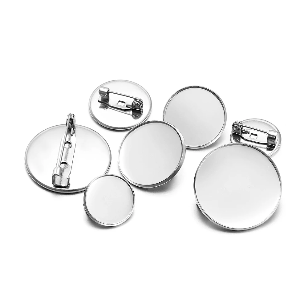 10 Stück Edelstahl 15 mm 20 mm Broschen Basis Blanko Tablett Cabochon Cameo Einstellungen für DIY Schmuck Erkenntnisse Kleidung Dekoration – Detail 3