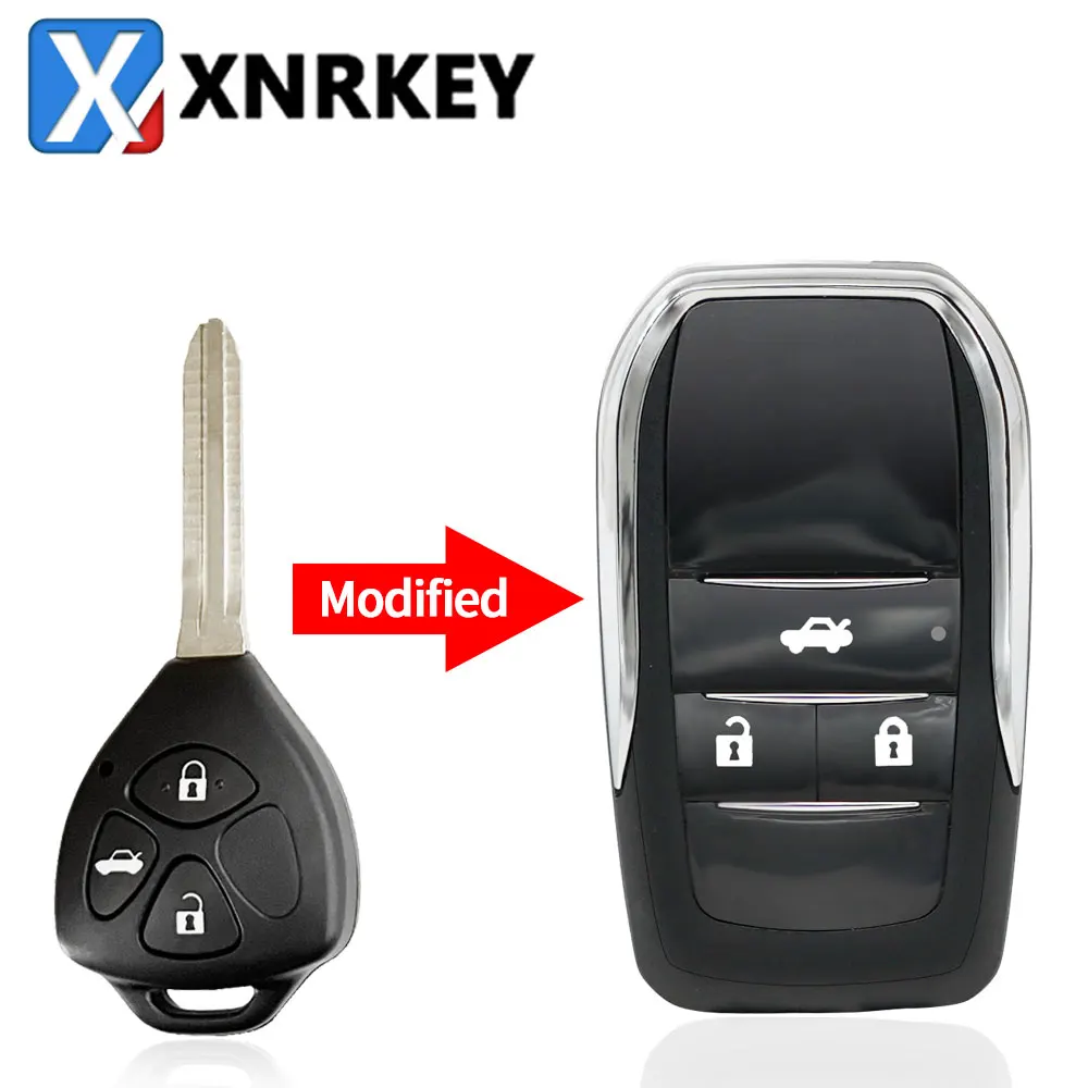 XNRKEY 2/3/4 Button Modified Key Fob for Toyota Reiz Camry Rav4 Yaris Corolla 4Runner Avlo 2017 2019 Flip Remote Car Key Shell