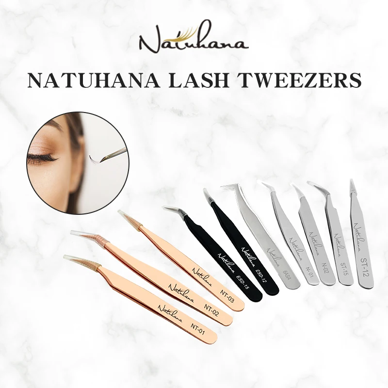 Anti-Static Eyelash Extension Tweezer Gold Stainless Steel Eyelashes Tweezers Professional for Volume Fan Makeup Tools