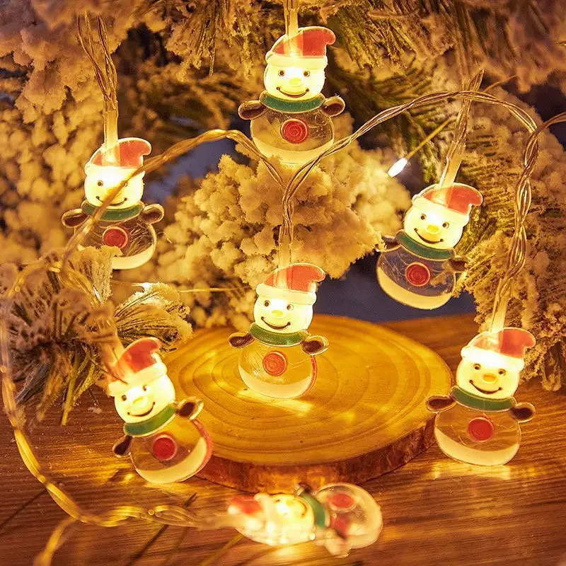 thumbnail image 1 of Cadena de luces LED para decoración navideña, 2 m/3 m, Papá Noel, muñeco de nieve, árbol de Navidad para el hogar, suministros para ventana de Año Nuevo, 1 of 5