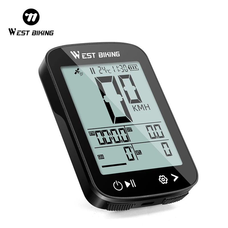 Bike GPS Computer WEST BIKING GPS Bicycle Computer IPX7 Waterproof Wireless Speedometer Road MTB Auto Digital Stopwatch Type-C Cycling Odometer