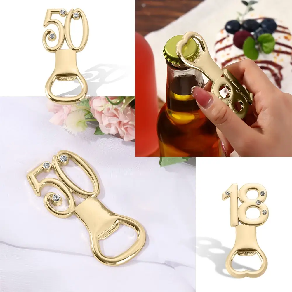 18 21 30 40 50 Shape Rhinestone Bottle Openers Number Shape Beer Opener Age Birthday Anniversary Souvenir Guest Return Gifts