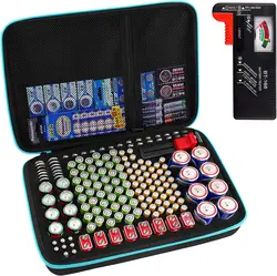 Battery Organizer Storage Case with Tester - Holds Over 220 Batteries (Black)