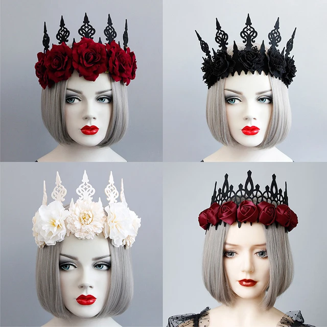 Schwarze Braut Krone Mit Schleier - Gothic Hochzeit & Halloween Accessoire