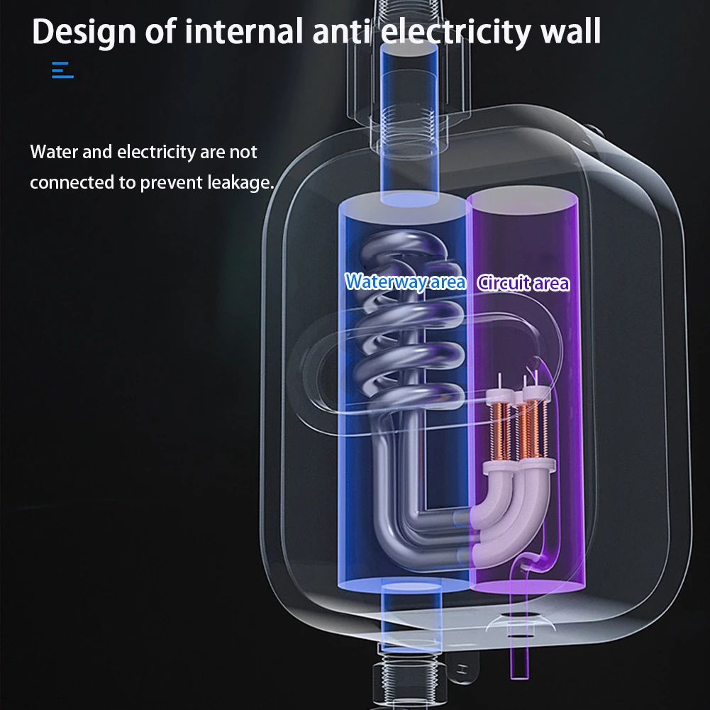 3500W Mini Hot Water Heater Shower 304 Stainless Steel Rain Shower Head Rapid Heating LCD Digital Shower System Set for Bathroom 5