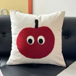 Contemporary Embroidered Cream Pillow Cover - Washable & Soft Home Décor Square Cushion Cover with Cartoon Design - 45X45CM Without core (E)