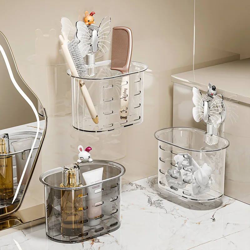 Bathroom suction rack punching-free toilet washstand plastic wall-hung cosmetic storage box 2