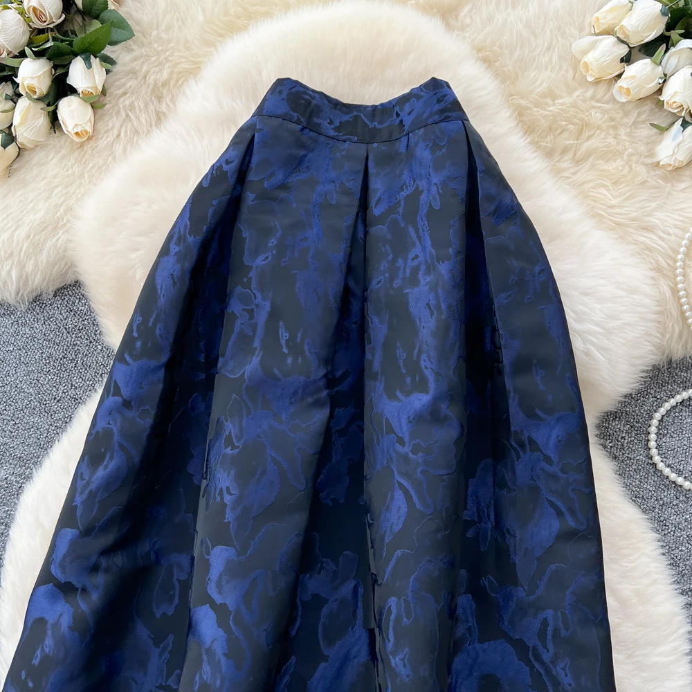 Chic Vintage Elegant jacquard slim High Waist Straight Skirt Korean Streetwear Autumn women clothing