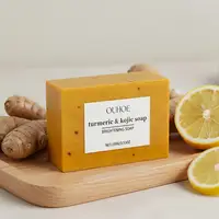 Savon au curcuma 100g, savon au citron et à l'acide kojique, savon pour la douche et le visage, soin du corps, nettoyant pour le visage, savon au curcuma pour le corps et le visage 2