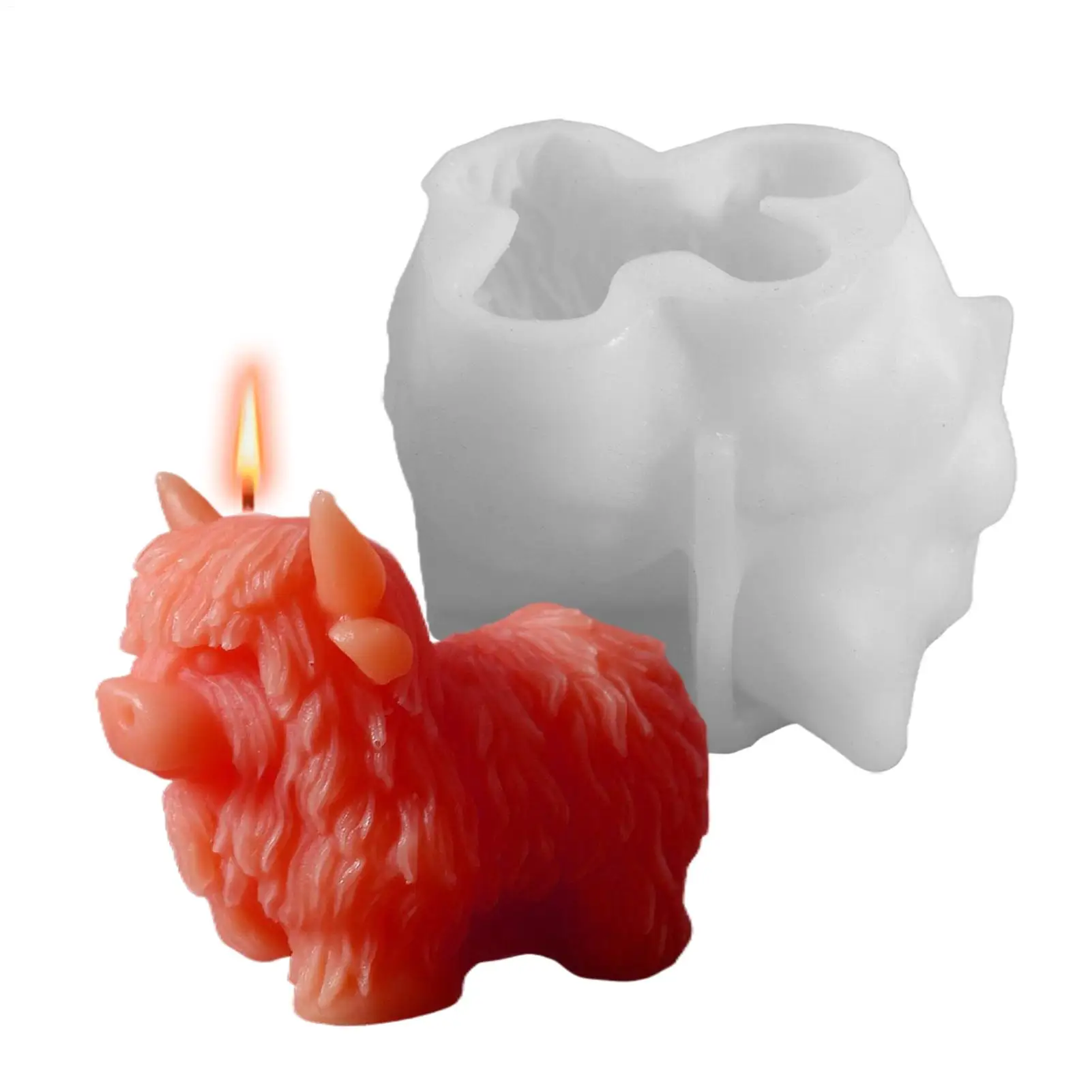 3D Highland Cow Silicone Mold Resin Molds for Figurines Heat-resistant Flexible Reusable Farm Animal Mould for Handmade Candles