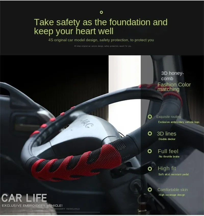 Steering Wheel Cover Large Size Truck Bus Car Steering Wheel Cover Leather + Fabric 40-50CM
