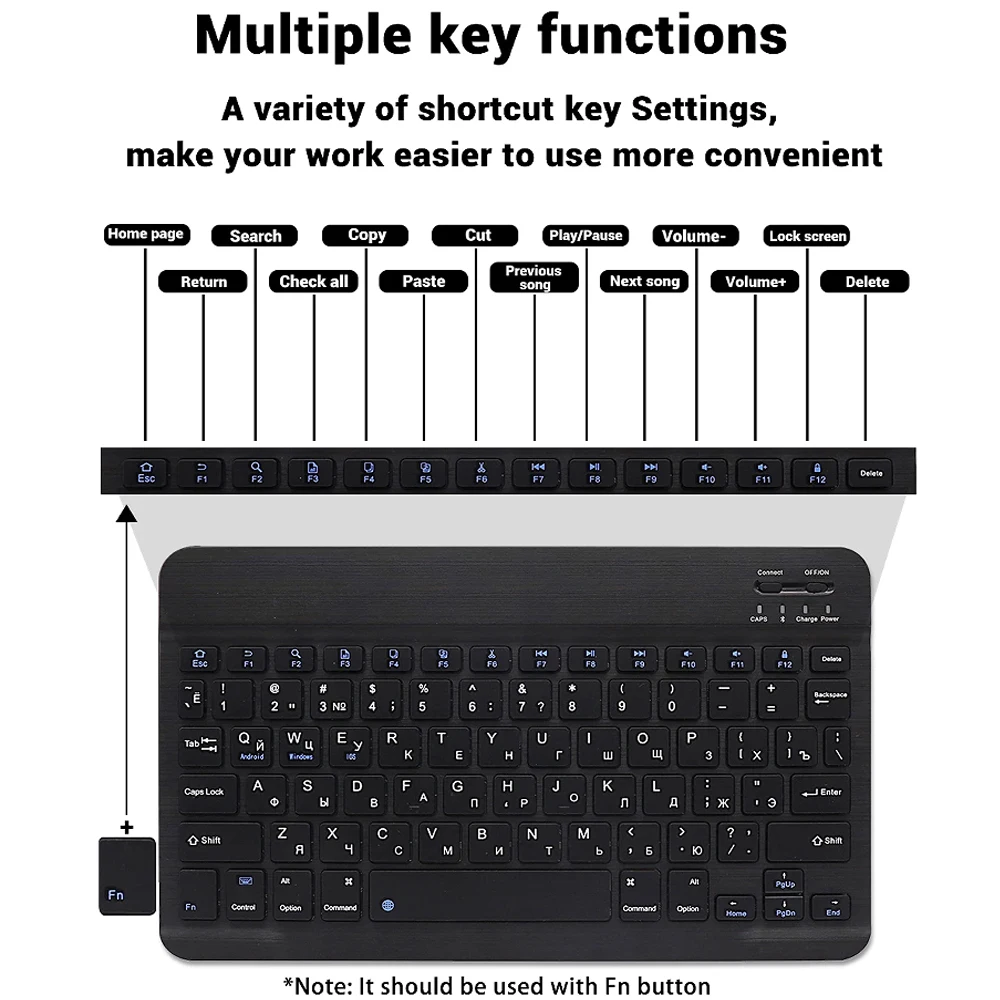 Wireless Keyboard Mini Rechargeable Bluetooth-compatible Keyboard For ipad Phone Tablet For Samsung Xiaomi IOS Android Windows - 5