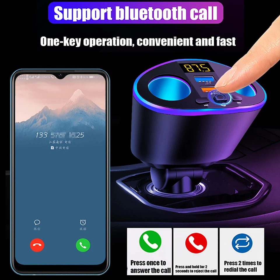    ȣȯ 5.0 FM ۽ű ŰƮ, MP3  USB QC3.0  , LCD ÷  
