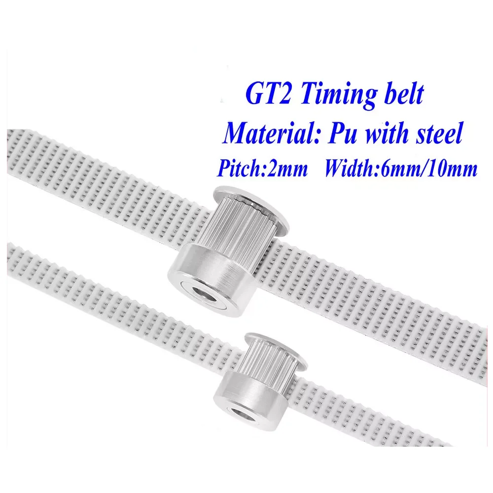 

5Meter GT2 Timing belt PU with Steel Core timing belt White Color 2GT open timing Belt 6mm 10mm Width 2M for 3d printer