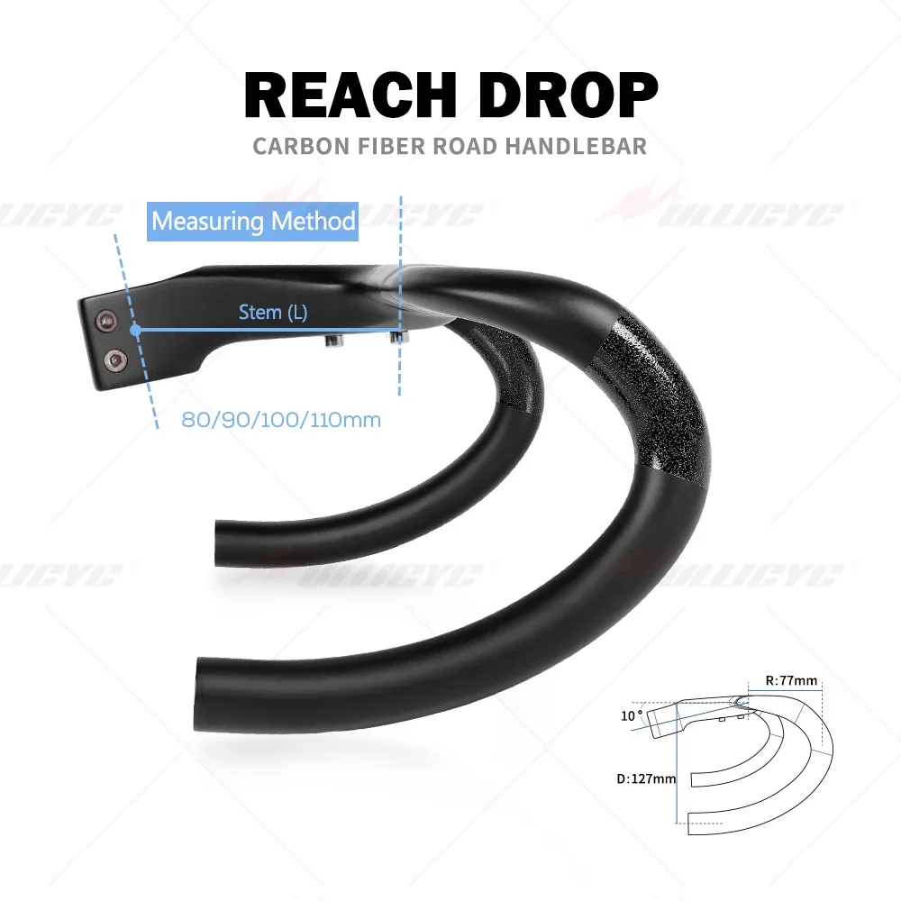 Guidon Vélo Route Intégré Carbone - Tige 28,6 Mm, 420 Mm, Neuf Avec Garantie