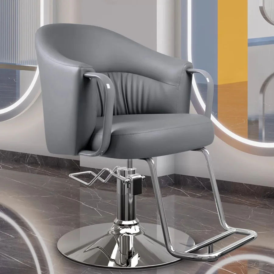 Luxury Gray Barber Chair Silver Tool Portable Professional Barber Chair Mobile Luxury Hair Salon Equipment Cadeira Dining Chair