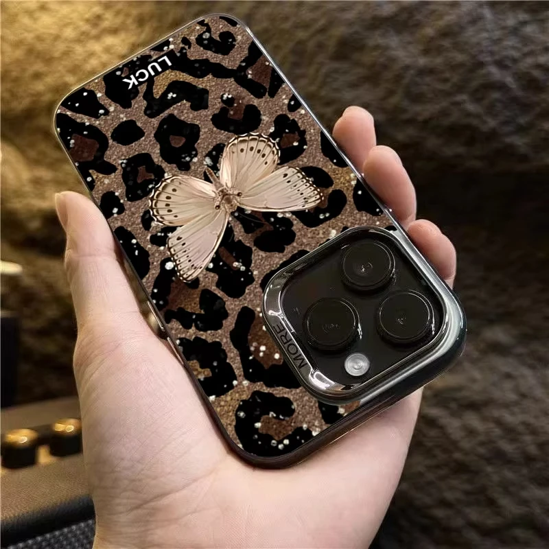 Butterfly Leopard Print Matte Phone Case