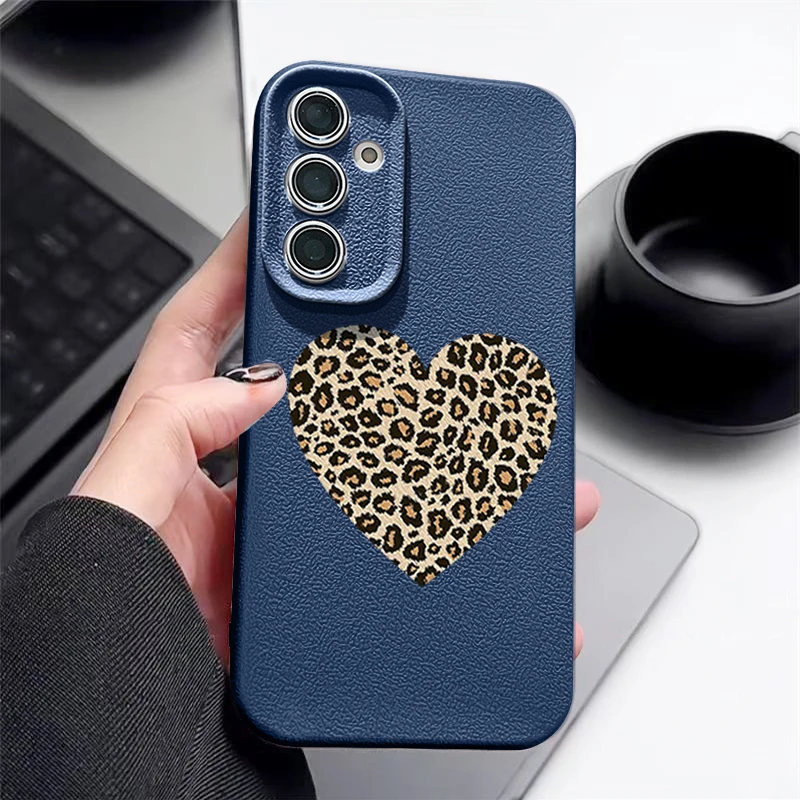 Leopard Print Heart Silicone Phone Case Cover