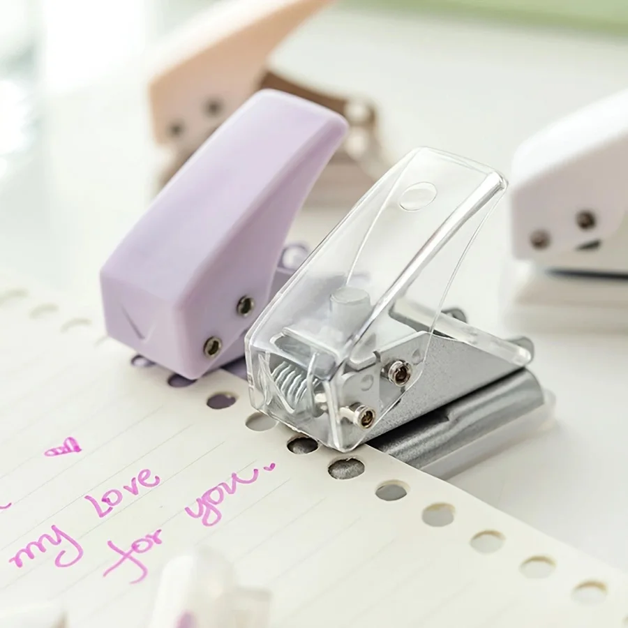 Mini Minimalist Hole Punch Scrapbook Paper Hole Punch Handheld Plastic Round Loose Binding Supplie 1pc
