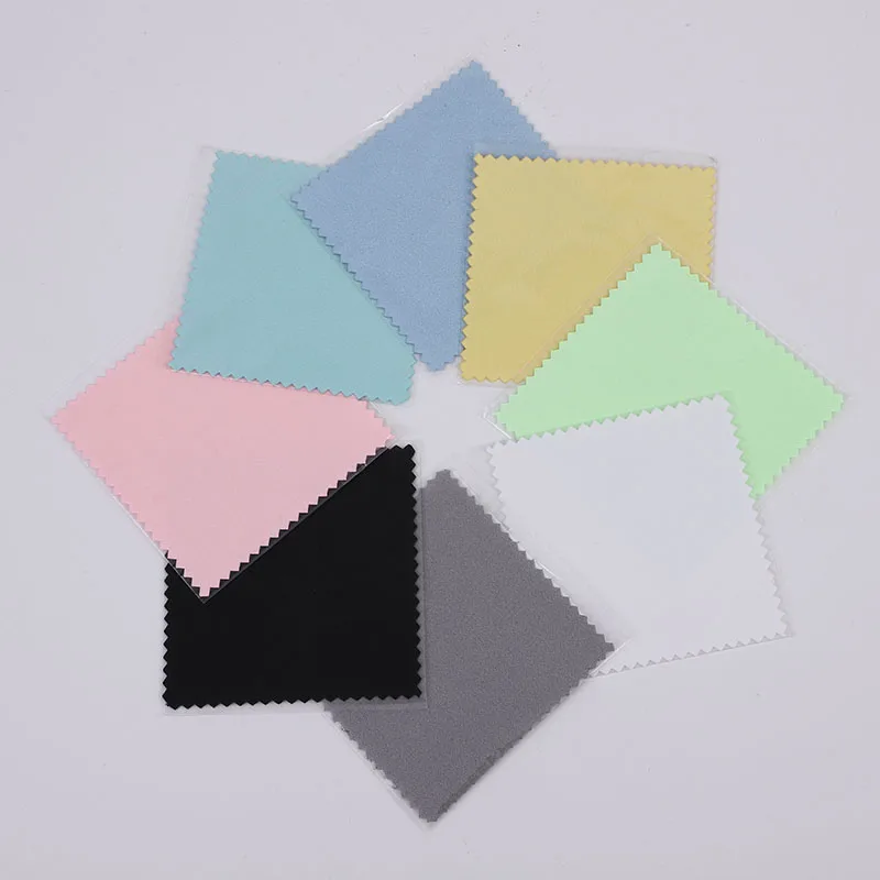 50pcs/lots 8x8cm White Blue Black Silver Jewelry Polishing Cloth Cleaning Cloths Individually Wrapped Packing Customised Logo