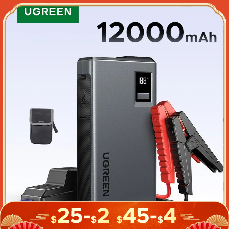 UGREEN 2 In 1 Car Jump Starter Power Bank Air Compressor Inflator Pump 1000A Portable Power Station Car Battery Charger Booster