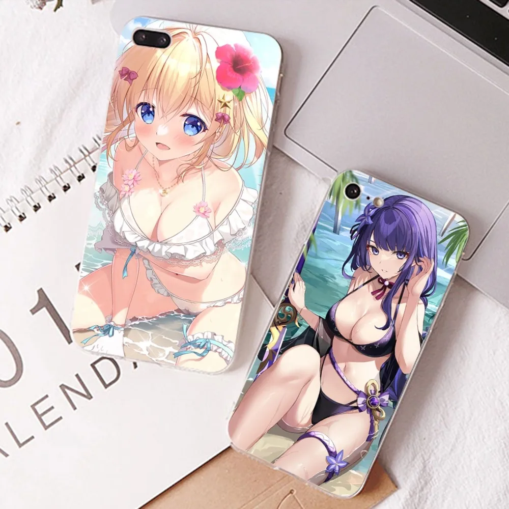 

Summer S-sexy anime girl Phone Case For iPhone 15 11 12 13 14 Mini Pro Max XR X XS TPU Clear Case For 8 7 6 Plus SE 2020