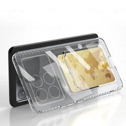 Clear Slot Card Holder Wallet Phone Case with Camera Protection and Shockproof Design for Poco X7 Pro 5G (Clear)