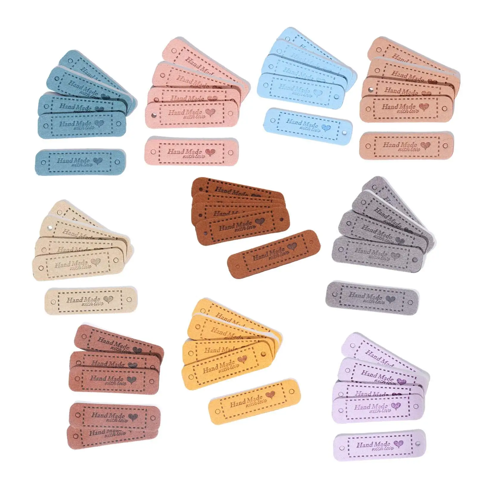 Draupnir 56 Pezzi Etichette Handmade da Cucire in PU Pelle, Personalizzate Con Buchi per Fai da Te Cappello Abbigliamento Uncinetto Jeans Borse Vestiti (8 Stili