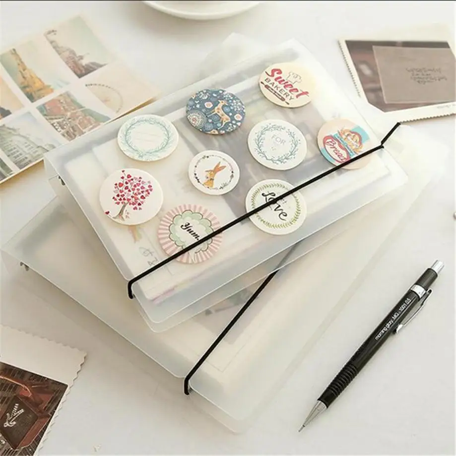 1 Pcs A4A5A6 Creative Frosted Semi Transparent PP Strap Loose Leaf Notebook Book Clip Notebook Shell