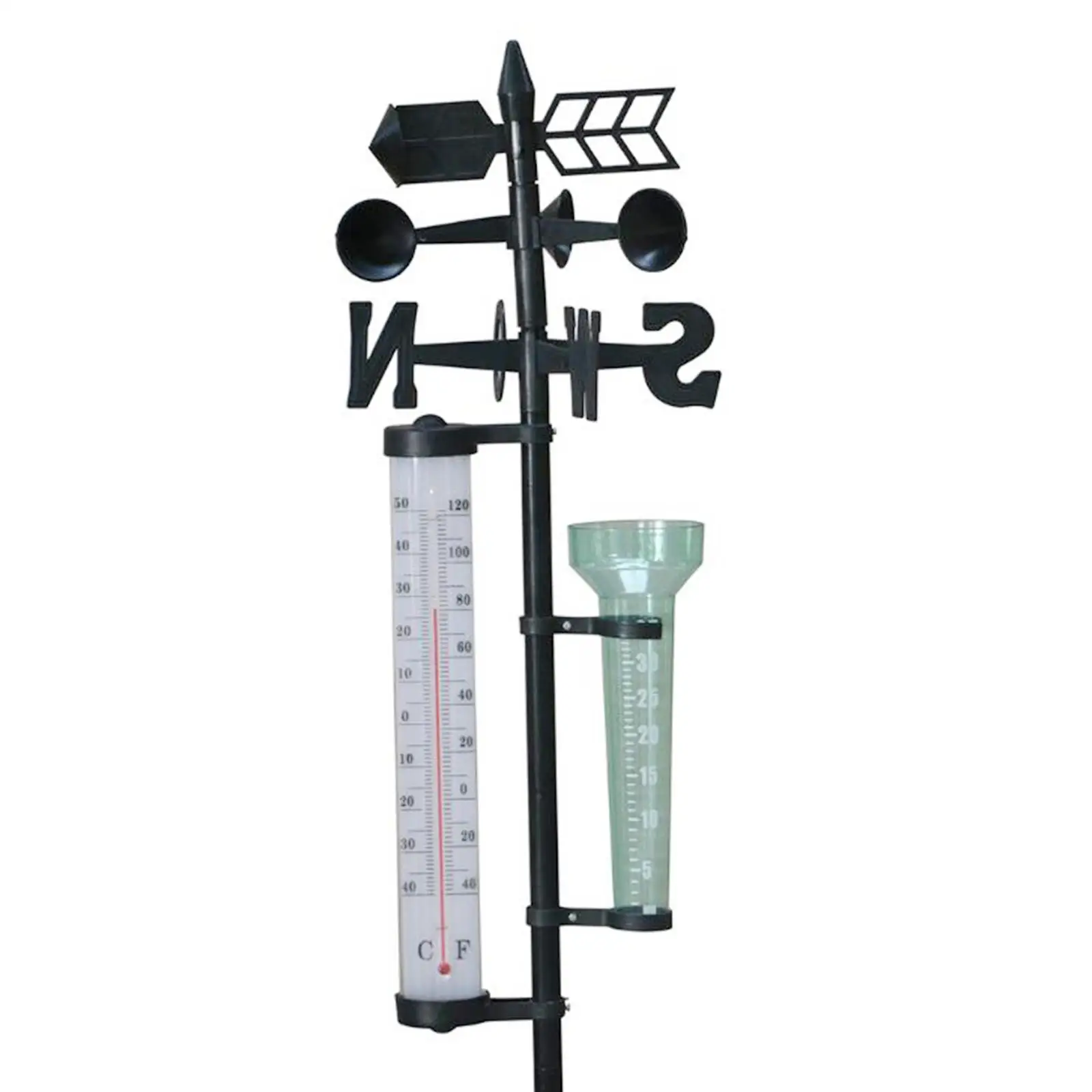 3-in-1 Weather Station Rain Gauge Thermometer Weather Vane for Yard Farm 3-in-1 Weather Station Rain Gauge Thermometer Weather Vane for Yard Farm
