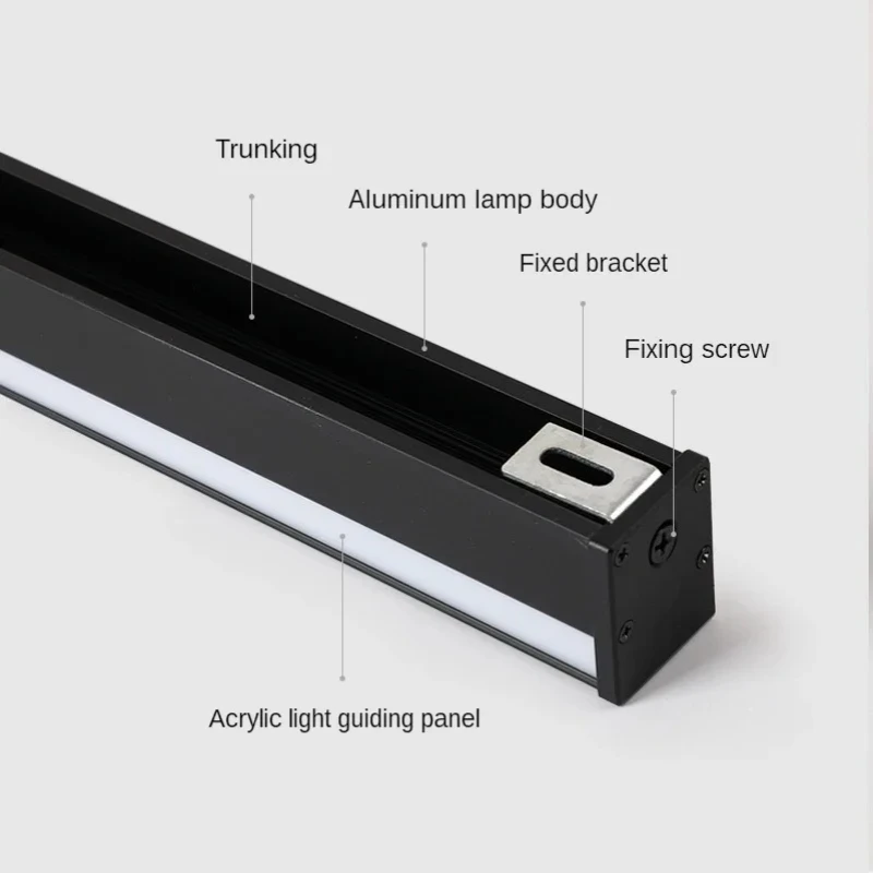 모던 블랙 골드 미니멀리즘 LED 긴 스트립 벽 조명, 식당 거실 장식 계단 코너 램프