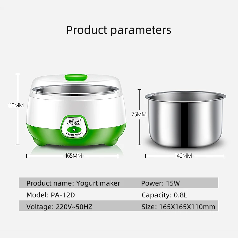220V Electric Automatic Yogurt Maker Multifunctional Thermostatic Yogurt Machine Rice Wine Natto Machine Stainless Steel Liner