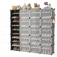 Adjustable Portable Shoe Storage Organizer 80 Pairs  Rack Cabinet with Door Easy Assembly Waterproof Plastic   1