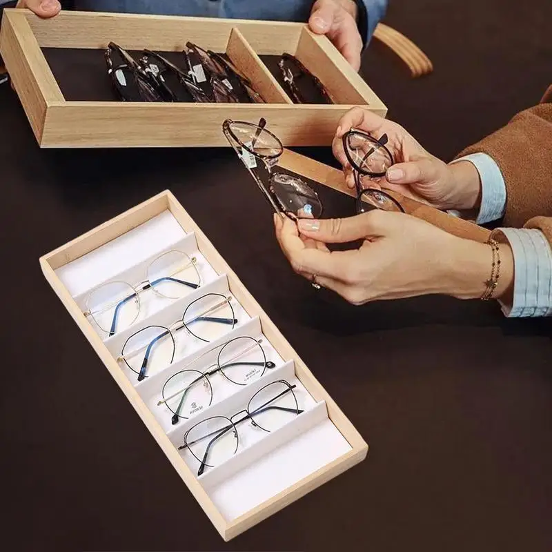 Glasses Tray For Drawer 6 Grids Wooden Eye Glass Organizer Tray Protective Glasses Tray For Unisex Sunglasses Fashion Eye Wear 3