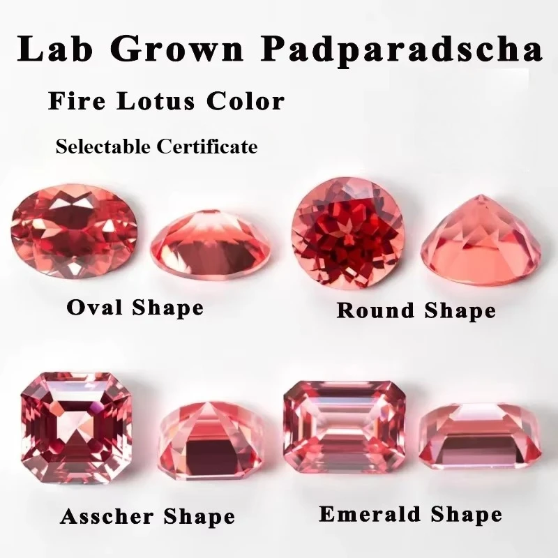 Laborgezüchteter Padparadscha Saphir in Lotus-Farbe, loser Edelstein für DIY-Schmuckherstellung, Materialien mit wählbarem Zertifikat