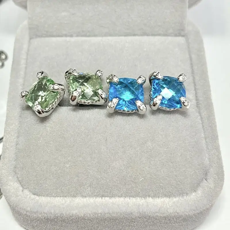 HSC DY Cable Classics Earrings in Sterling Silver with Amethyst and Pave Diamonds at Ahee Jewelers