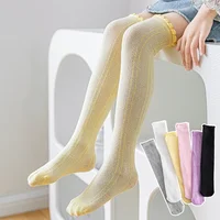 Spring Autumn Thin Breathable Kids Tube Black and White Color Mesh Breathable Socks Student Over Knee Girls Stockings Knees 3