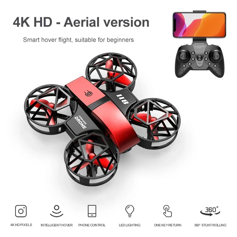 JC811 미니 쿼드콥터 4k 360도 회전 헤드리스 모드 비디오 촬영 스턴트 헥사..