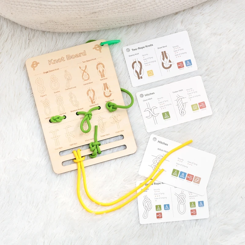 Knoten-Lern-Trainingsbrett, Knoten-Lern-Set, Lernspielzeug für Kinder, Geschenk für Kinder, Lebenskompetenzen-Training, fördert logisches Denken – Detail 22