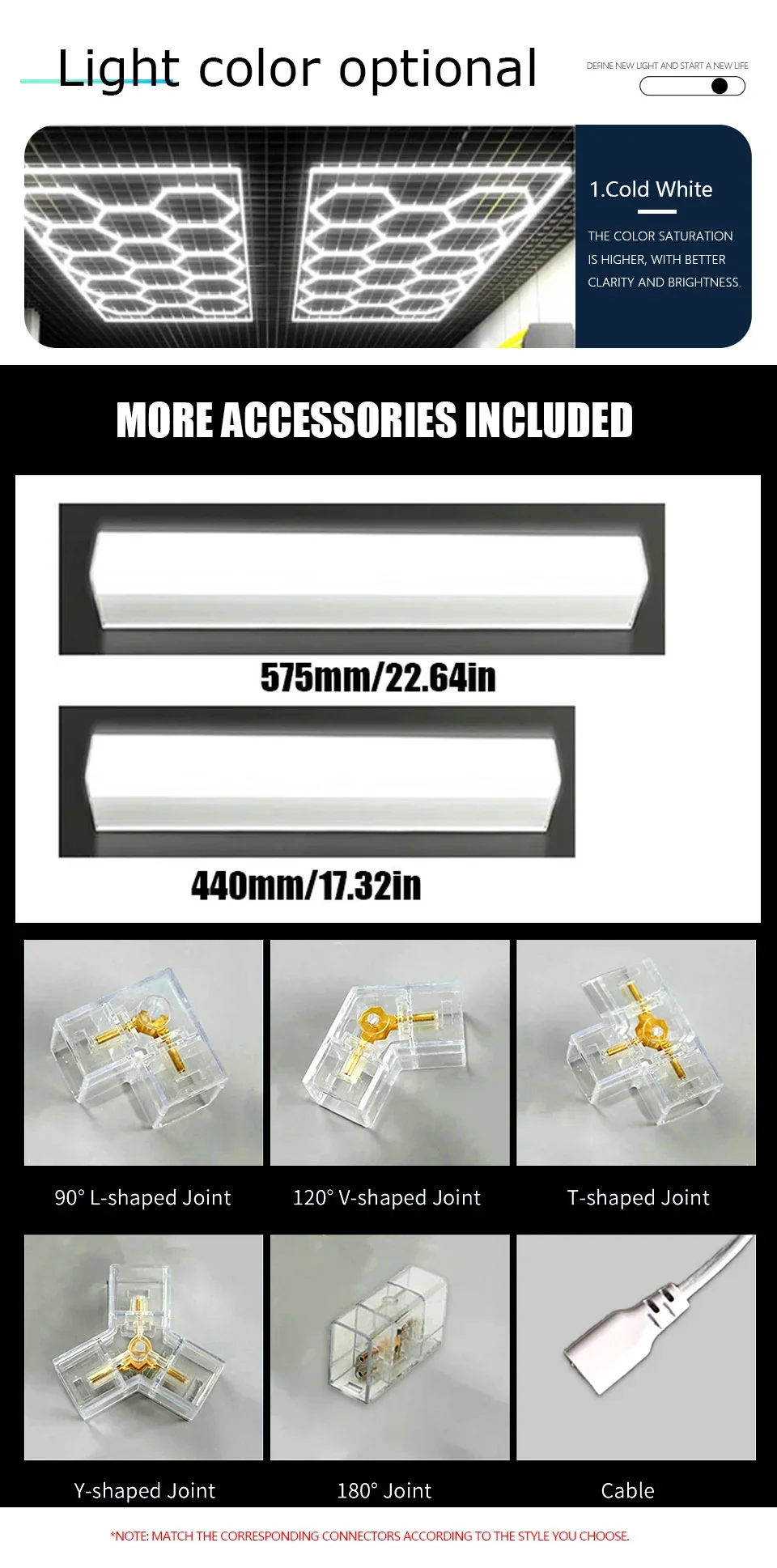 Description Picture 5 of itemGarage Hexagon Light Lamp Barber Shop Honeycomb Led Light AC85-265V Led Tube Ceiling Lighting For Auto Car Body Repair Workshop