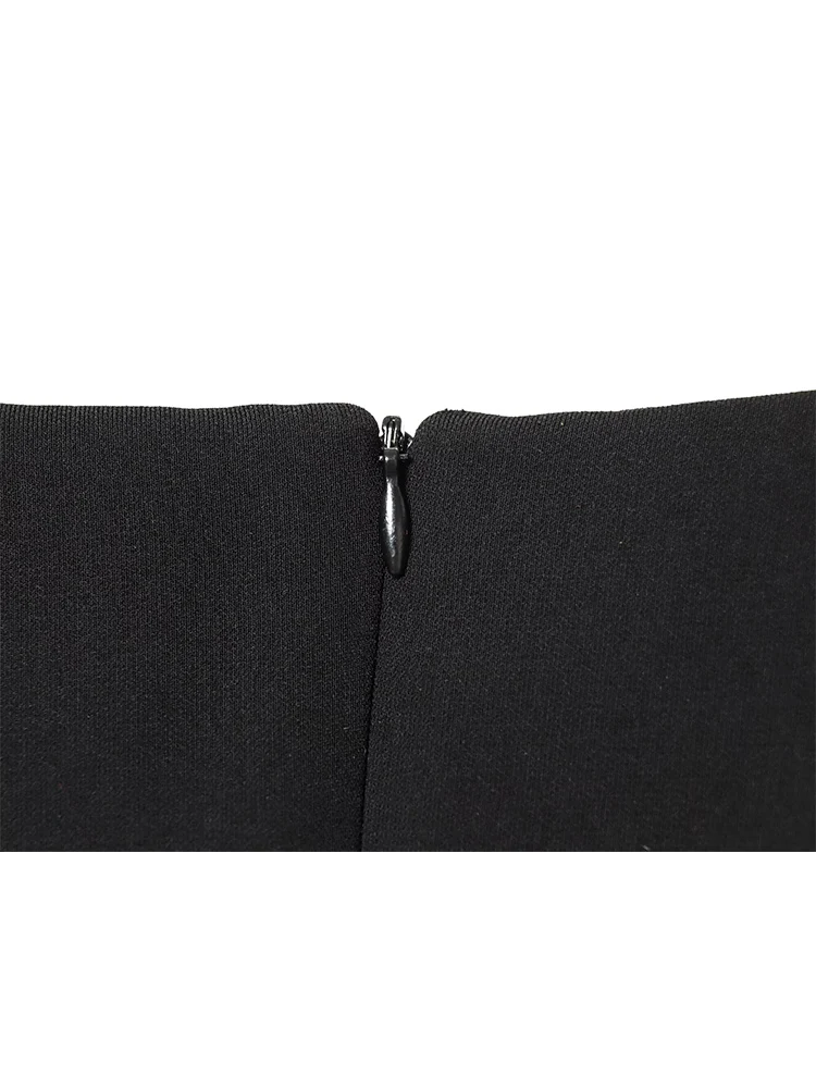 Women Casual Short Puff Sleeve Top Black O-neck Asymmetry Hem High Street Shirts Spring Summer New Fashion Split Top Lady