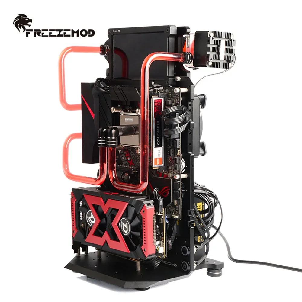 FREEZEMOD Water Cooling PC Gamer Cabinet Case Open Type Full CNC Aluminum Desktops Horizontal/Vertical ATX Body Frame KFJX-V1
