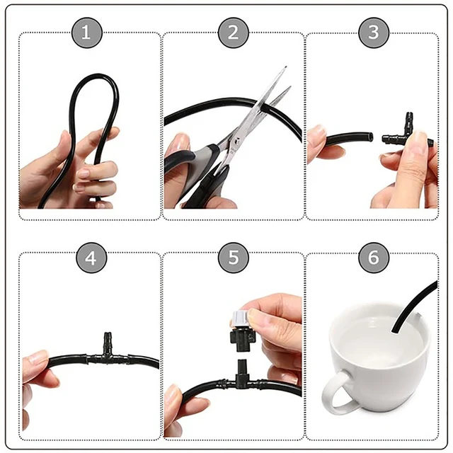 1 Beállított Ködfúvókák Öntözőrendszer Hordozható Május Automatikus Öntözés 10M Kerti Tömlő Spray -Feje 4/7 Mm -Es Pólóval És Csatlakozóval - Image 3