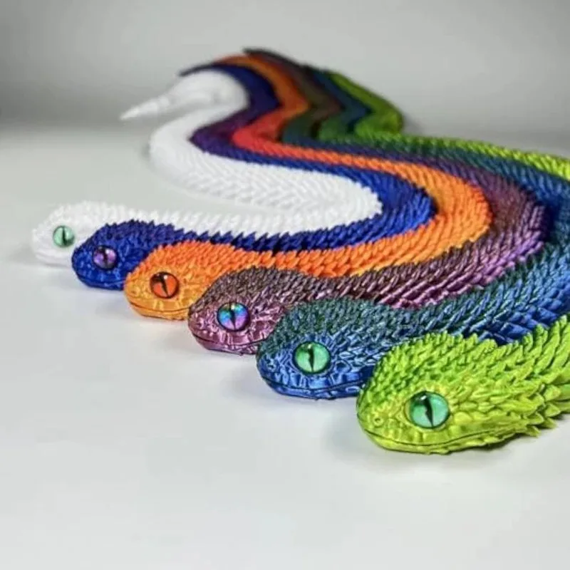 2026 New 3D Printed Realistic Statue Movable Joint Fidget Toys Simulation Snake Year Desk Ornament Animal Model Gift_voghion.com