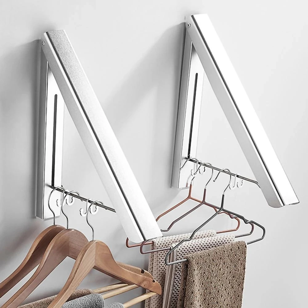 Retractable Clothes Rack, Wall-Mounted Aluminum Folding Clothes Drying–  SearchFindOrder